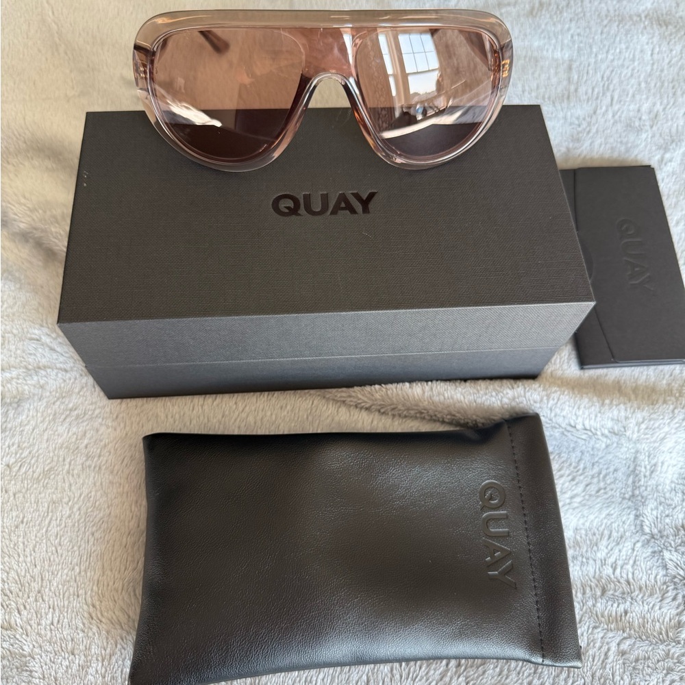 Quay Australia Tan Oversized Shield Glasses